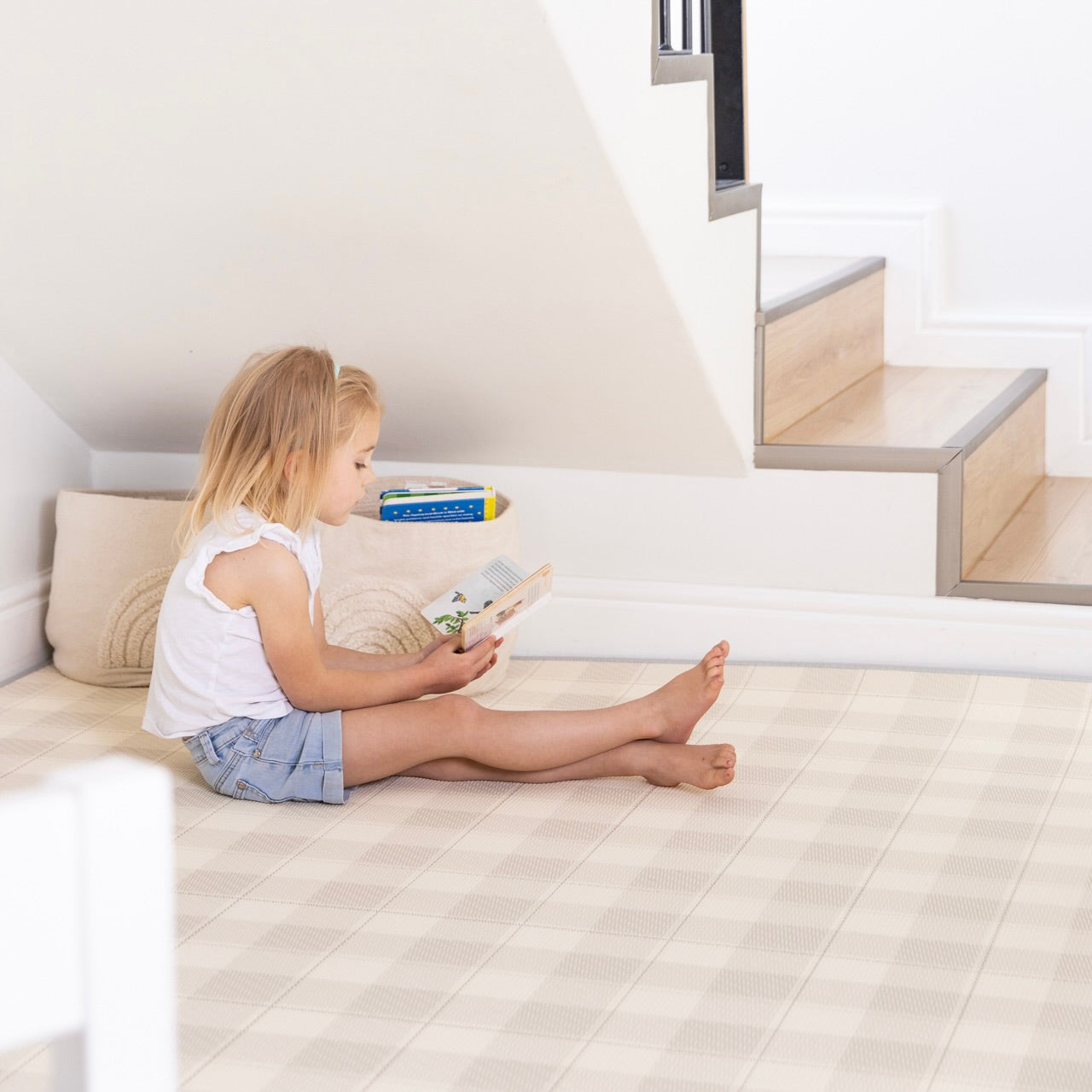PRE-ORDER: Gingham Stone/ In the Clouds Pink Play Mat (Small)