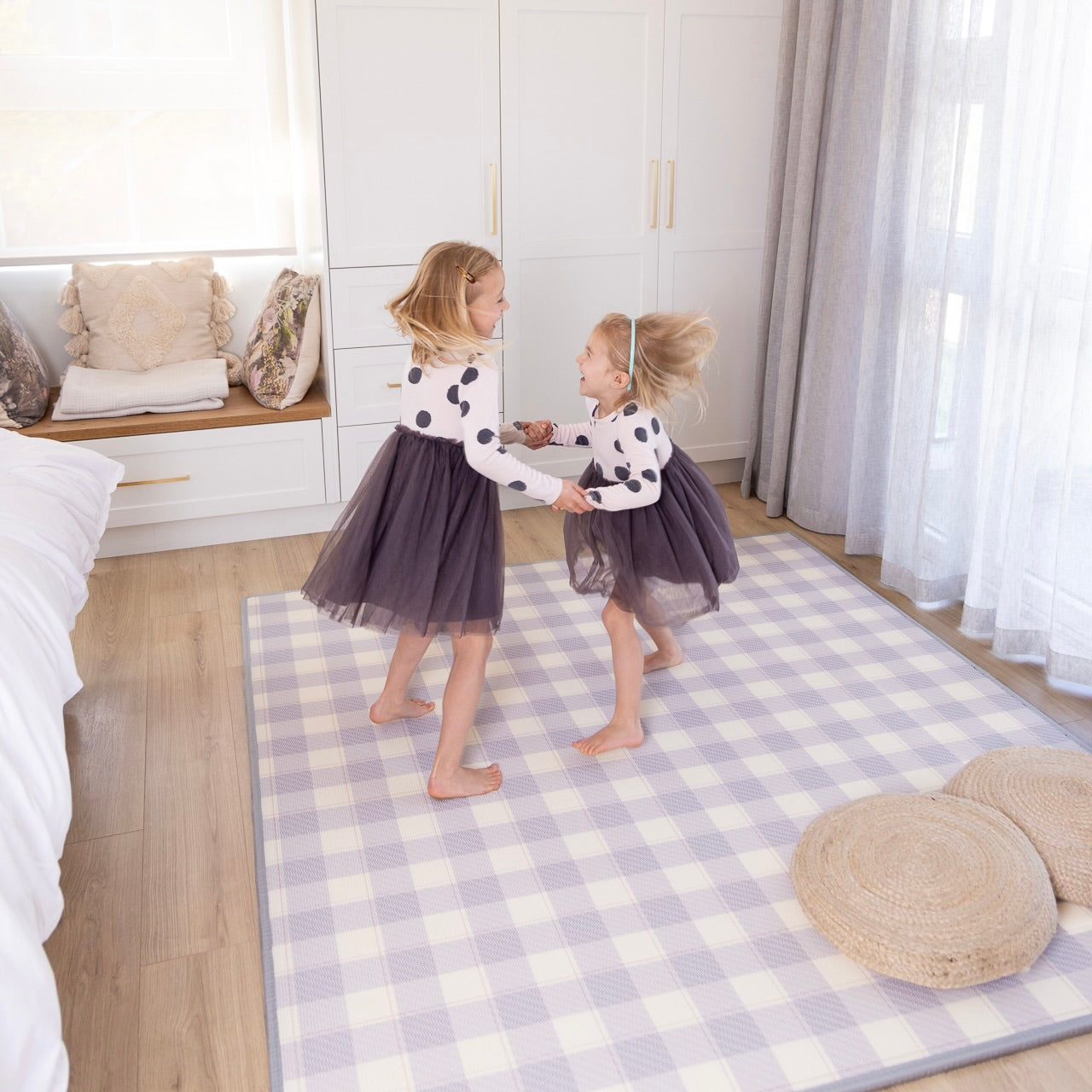 Gingham Lavender/ Safari Toile Play Mat (Large)