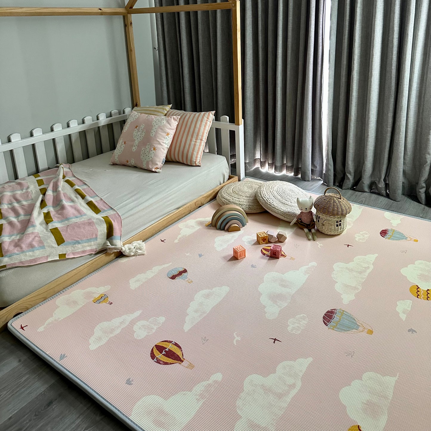 PRE-ORDER: Gingham Lavender/ In The Clouds Pink Play Mat (Small)
