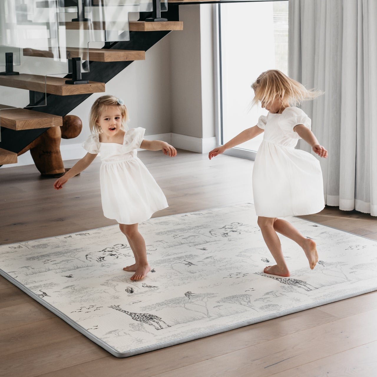 Gingham Lavender/ Safari Toile Play Mat