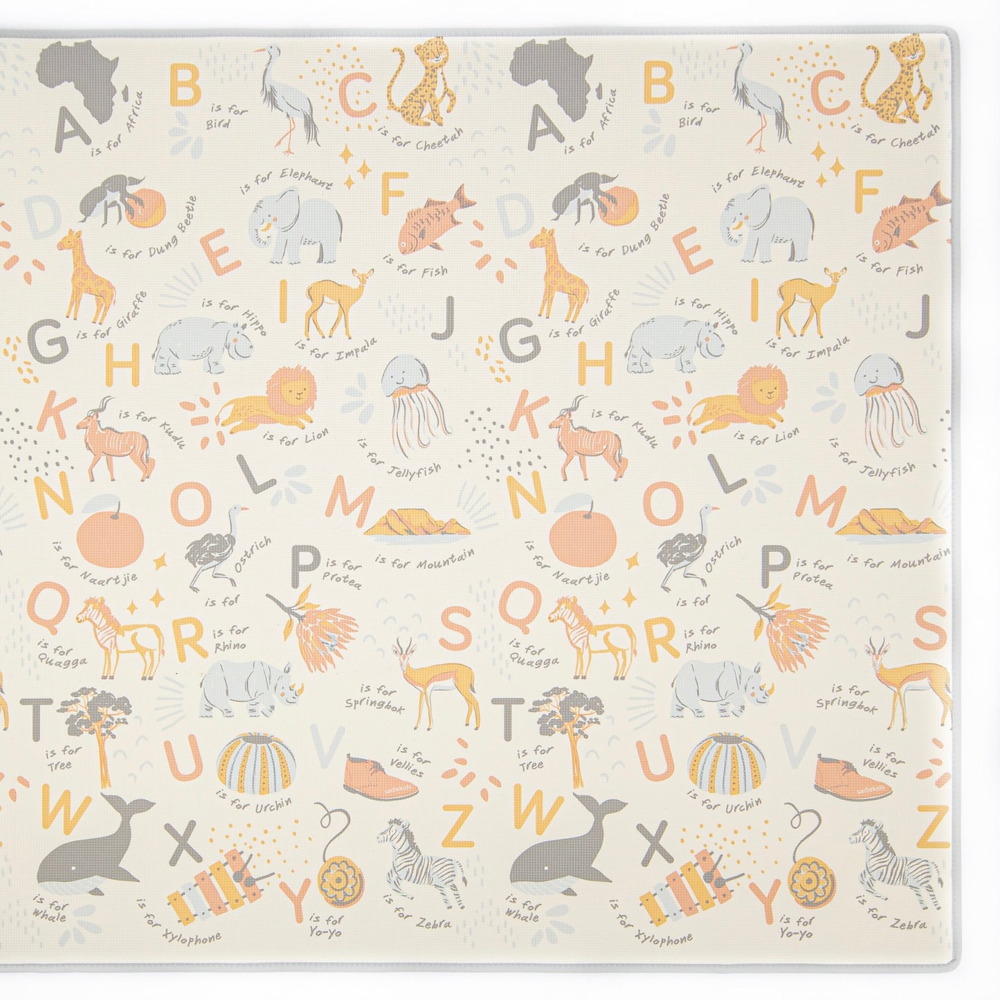 Gingham Lemon Lime/ ABC Africa Play Mat (Small)