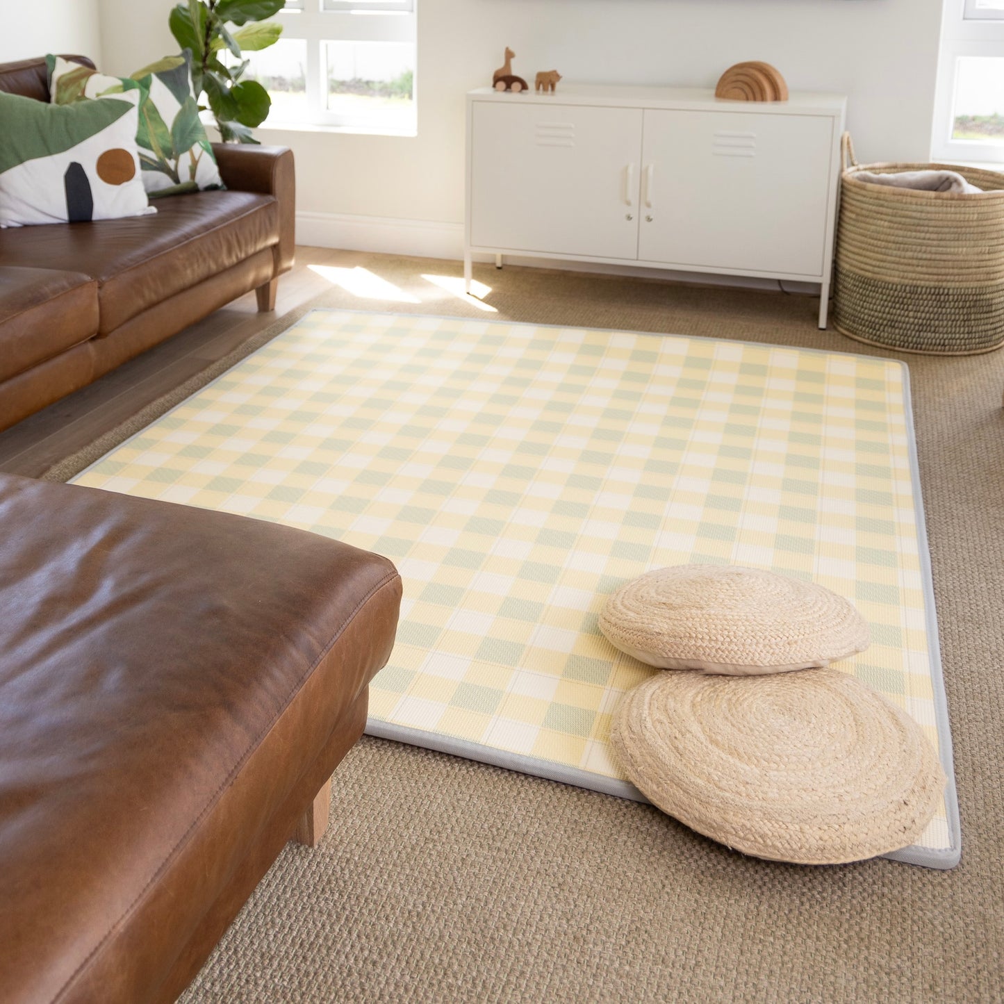 PRE-ORDER: Gingham Lemon Lime/ Dune Play mat (Small)