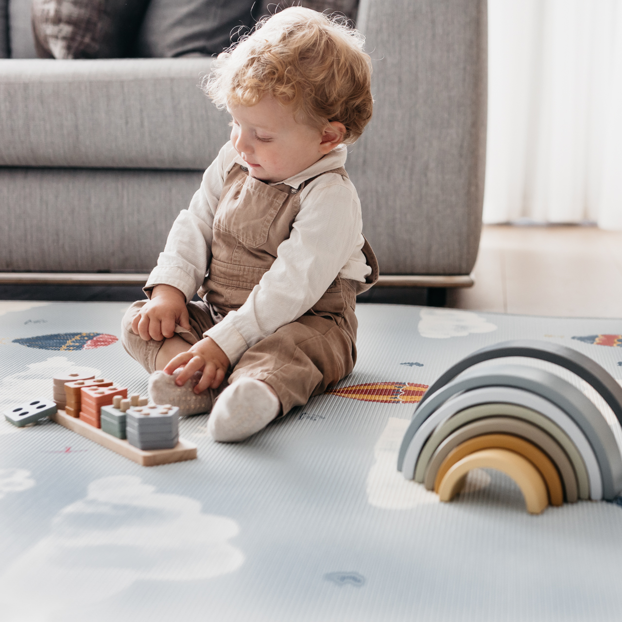 Moonlight Geo/ In The Clouds Blue Play Mat (Small)