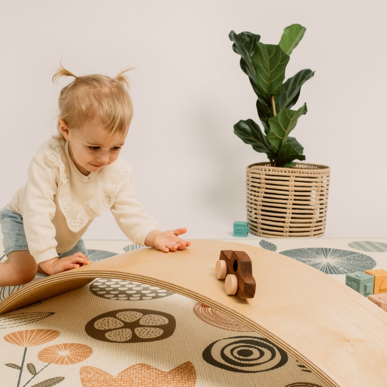 Floral / Grey Speckled Play Mat (Small)