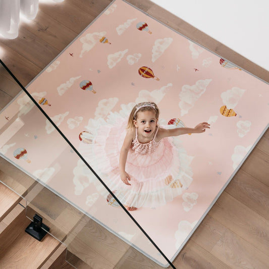 PRE ORDER: Gingham Stone/ In the Clouds Pink Play Mat (Small)