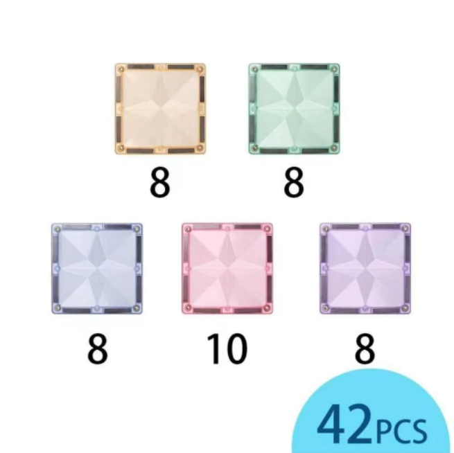42pcs Magnetic Tile Set - Pastel