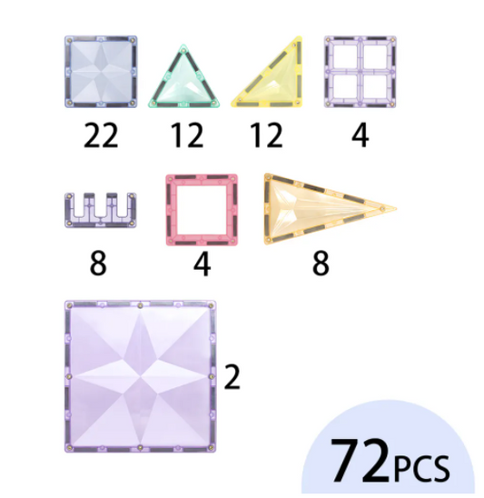 72pcs Magnetic Tile Set - Pastel