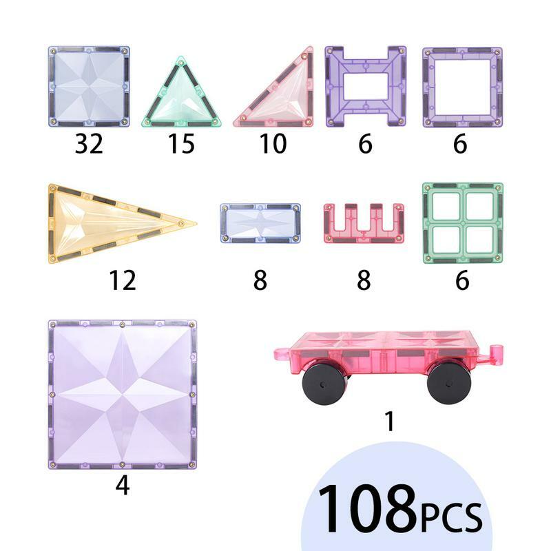 108pcs Magnetic Tile Set - Pastel